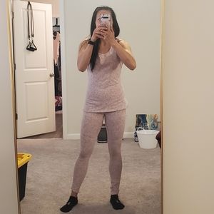 Gymshark fleur texture Dusty Pink Marl Set. Size Medium tank. Size Small bottoms